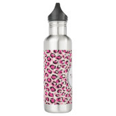 Matig chic roze cheetah printpatroon monogram waterfles (Links)