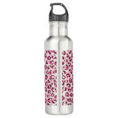 Matig chic roze cheetah printpatroon monogram waterfles (Achterkant)
