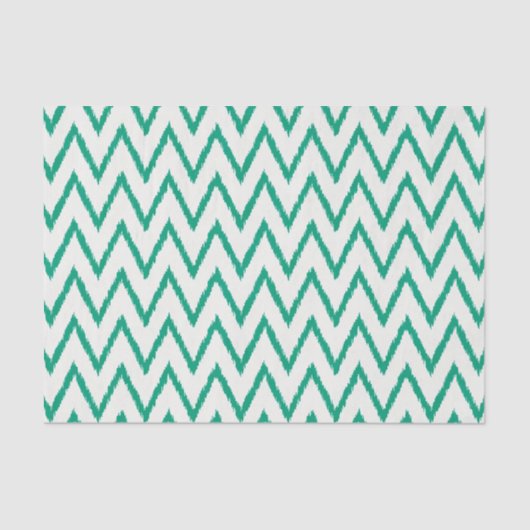 Matig chic textured green ikat chevron patroon tissuepapier (Voorkant)