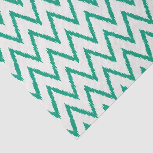 Matig chic textured green ikat chevron patroon tissuepapier (Detail)