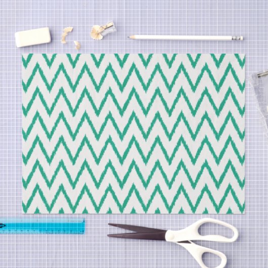 Matig chic textured green ikat chevron patroon tissuepapier (Craft)