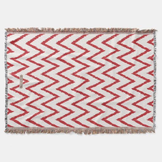 Matig chic textured Red ikat chevron Patroon Deken (Voorkant)