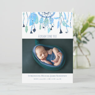 Matig collage Foto Baby Blue Dream Catcher Birth Aankondiging