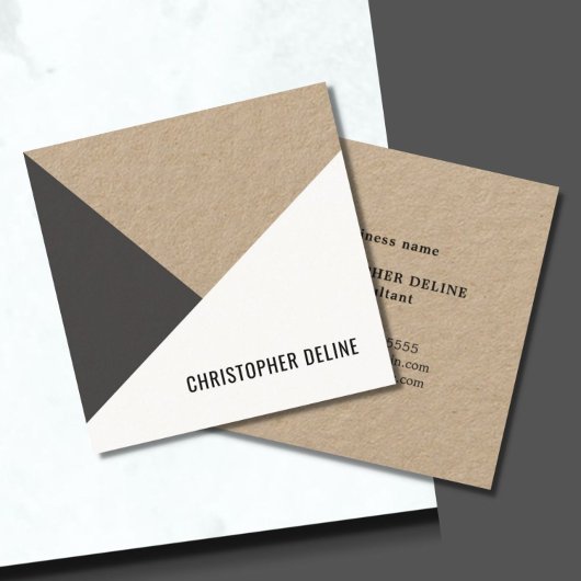 Matig Cool Kraft Paper Grey White Geometric Vierkante Visitekaartje