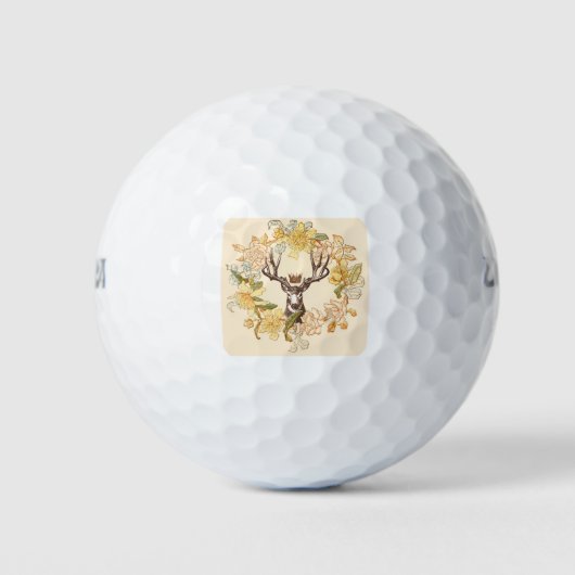 Matig  Deer Rustic Roze bloem Golfballen (Voorkant)