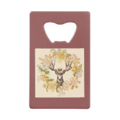 Matig  Deer Rustic Roze bloem Kredietkaart Flessenopener (Voorkant)