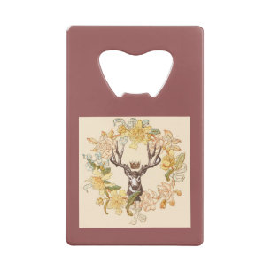 Matig Deer Rustic Roze bloem Kredietkaart Flessenopener