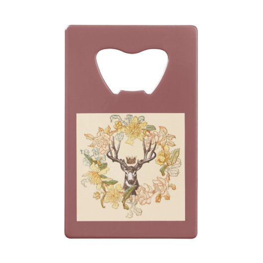 Matig  Deer Rustic Roze bloem Kredietkaart Flessenopener (Achterkant)