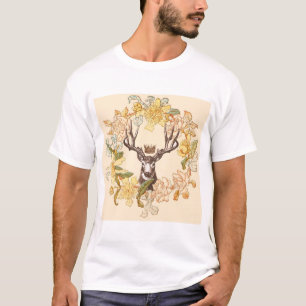 Matig Deer Rustic Roze bloem T-shirt