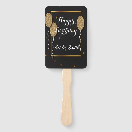 Matig elegant chic black en goudzoet 16 handwaaier (Voorkant)