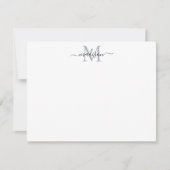 Matig Elegant Chic Girly Script Monogram grijs Notitiekaartje (Voorkant)