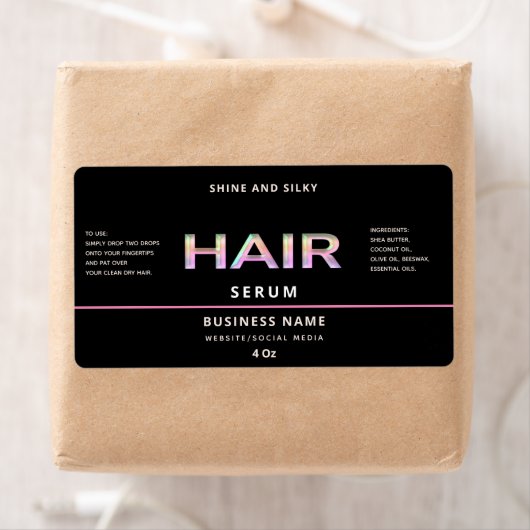 Matig elegant, eenvoudig haarserumlabel etiket (Insitu)