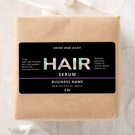 Matig elegant, eenvoudig haarserumlabel etiket (Insitu)