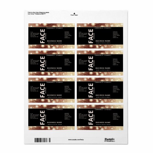 Matig elegant glans, enkelzijdig serumetiket etiket (Full Sheet)