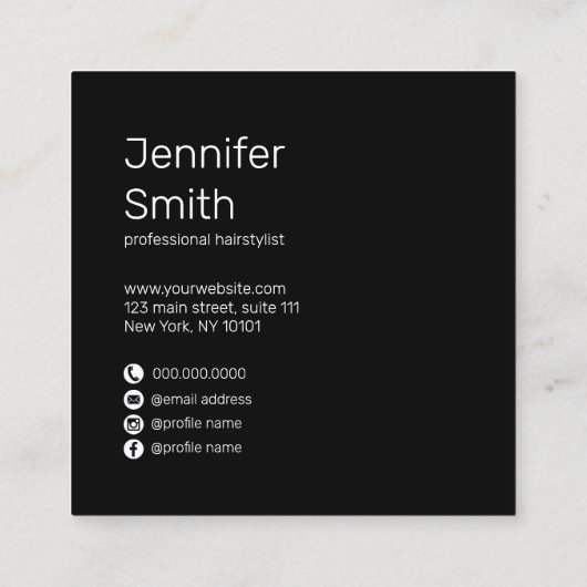 Matig elegant kleurig holografisch haar met gradië vierkante visitekaartje (Achterkant)