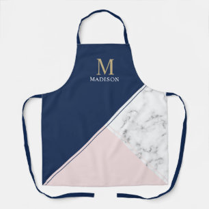 Matig elegant marmer monogram schort