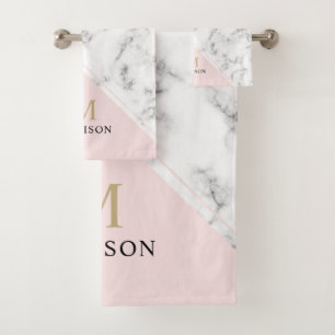 Matig elegant marmermonogram bad handdoek