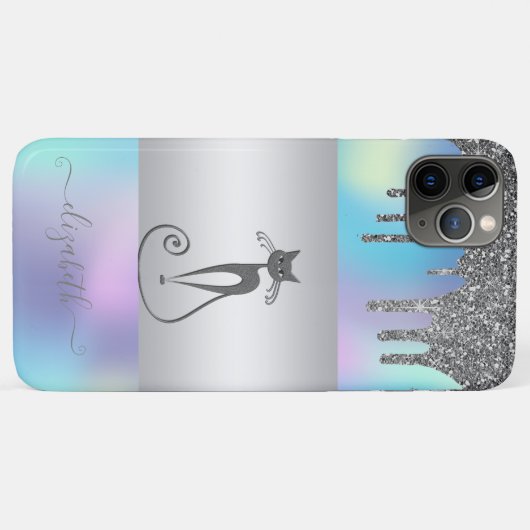 Matig elegant meisje, katteholografisch glitter-sc Case-Mate iPhone case (Achterkant (horizontaal))