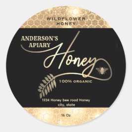 Matig elegant sparkle Gold bijenkast honing Ronde Sticker