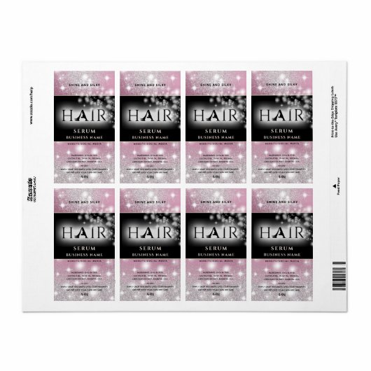 Matig elegant sparkle HAIR-serumlabel Etiket (Full Sheet)