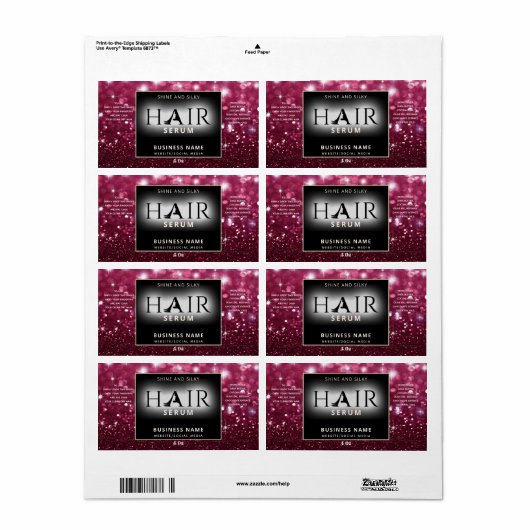 Matig elegant sparkle HAIR-serumlabel Etiket (Full Sheet)