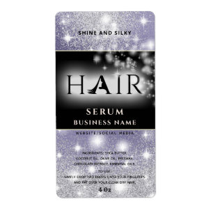 Matig elegant sparkle HAIR-serumlabel Etiket