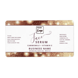 Matig elegant sparkle script face serumlabel etiket