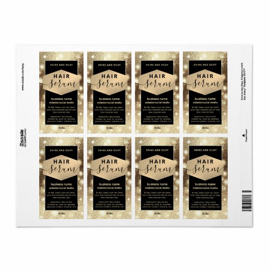 Matig elegant sparkle-script, serumlabel etiket (Full Sheet)