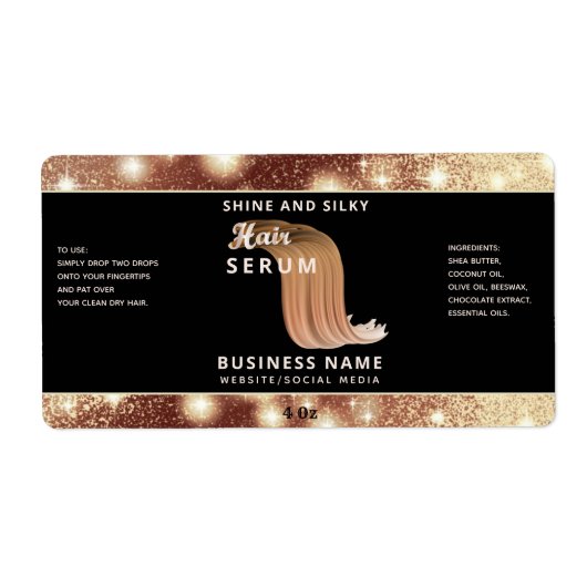 Matig elegant sparkle-script, serumlabel etiket (Voorkant)