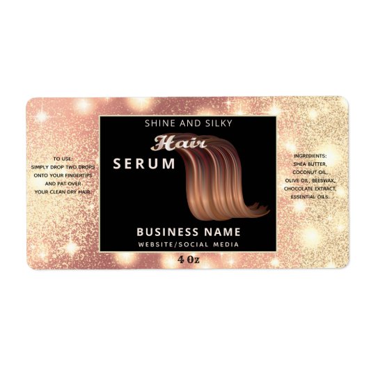 Matig elegant sparkle-script, serumlabel etiket (Voorkant)