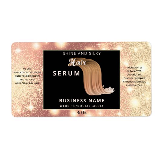 Matig elegant sparkle-script, serumlabel etiket (Voorkant)