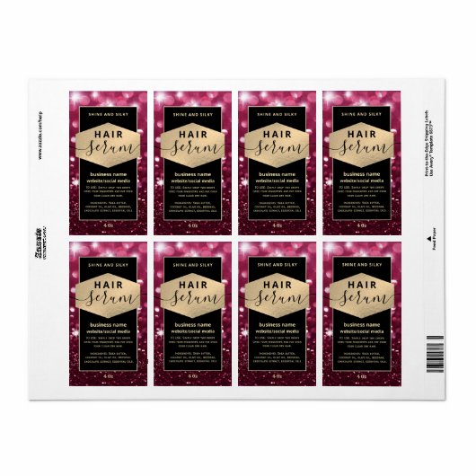 Matig elegant sparkle-script, serumlabel etiket (Full Sheet)