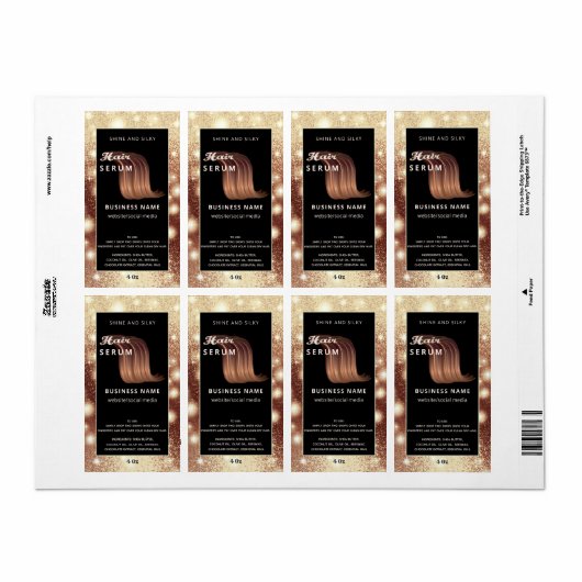 Matig elegant sparkle-script, serumlabel etiket (Full Sheet)
