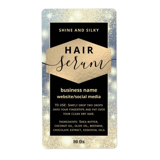 Matig elegant sparkle-script, serumlabel etiket (Voorkant)