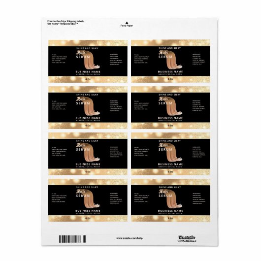 Matig elegant sparkle-script, serumlabel etiket (Full Sheet)