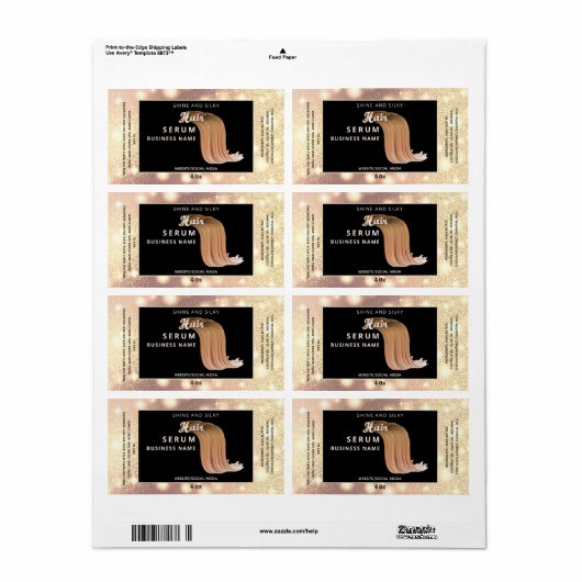 Matig elegant sparkle-script, serumlabel etiket (Full Sheet)