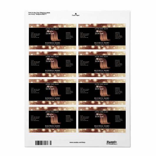 Matig elegant sparkle-script, serumlabel etiket (Full Sheet)