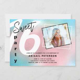 Matig elegant trendy holografisch zoet zestien kaart