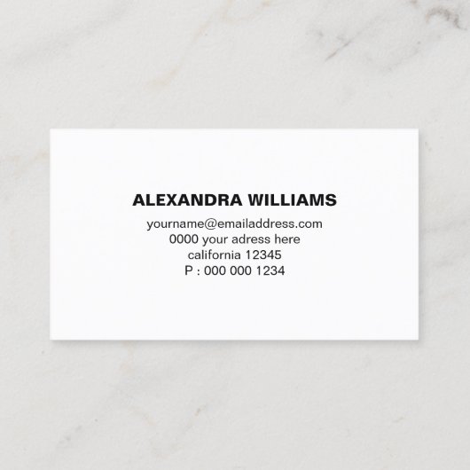 Matig en elegant zwart en wit visitekaartje (Achterkant)