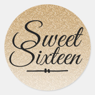 Matig faux gold glitter ombre Sweet 16 Ronde Sticker