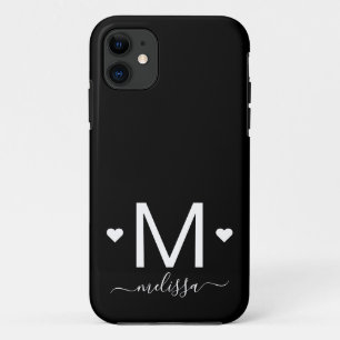 Matig feministisch monogram zwart wit iPhone 11 hoesje