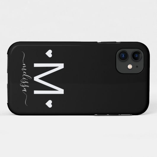 Matig feministisch monogram zwart wit Case-Mate iPhone case (Achterkant (horizontaal))