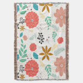 Matig Floral Botanical Pattern White Deken (Voorkant Verticaal)