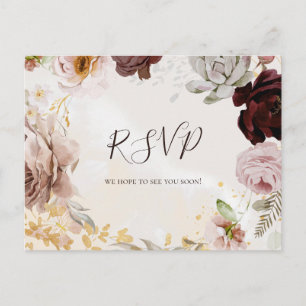 Matig Floral Marble Menu Choice RSVP Briefkaart
