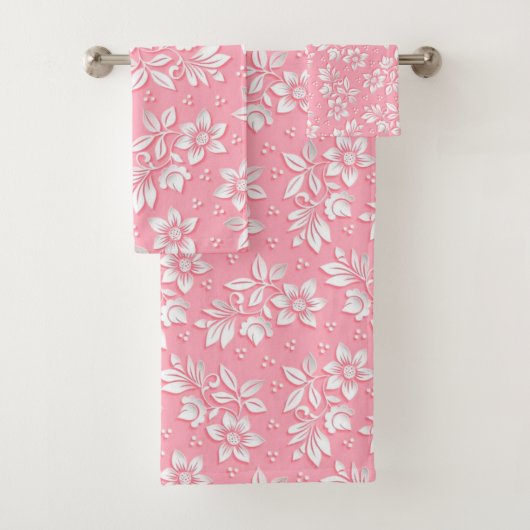 Matig Floral roze wit glas Bad Handdoek (Insitu)
