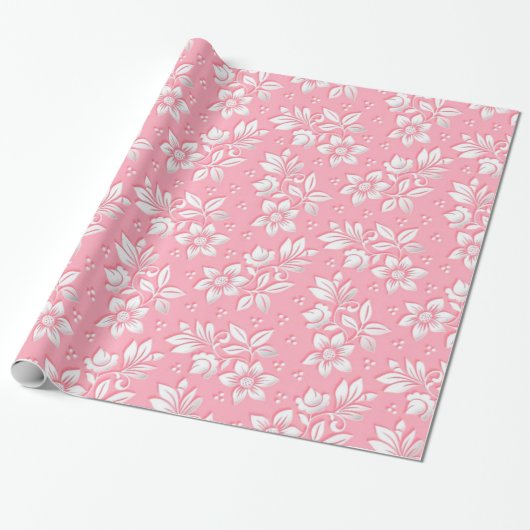 Matig Floral roze wit glas Cadeaupapier (Uitgerold)