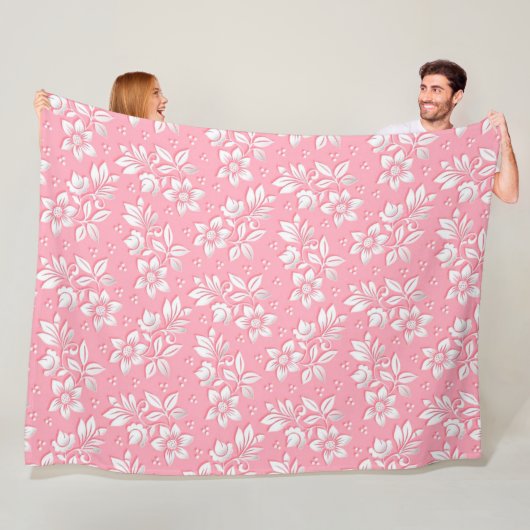 Matig Floral roze wit glas Fleece Deken (In situ)
