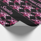 Matig Floral Snowflakes Pattern Black Rood Roze Cadeaupapier (Hoek)