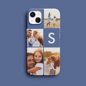 Matig fotocollage blauw initiaal monogram Case-Mate iPhone case