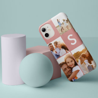 Matig fotocollage monogram zwart initiaal iPhone 11 hoesje